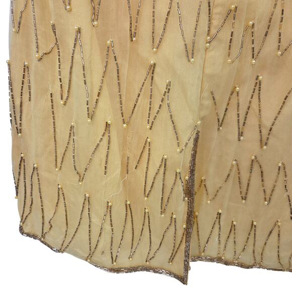 VTG MARK & JOHN BY GOPAL SILK BEADED FLAPPER CREW NECK SHORT SLEEVE MIDI DRESS - Picture 9 of 9